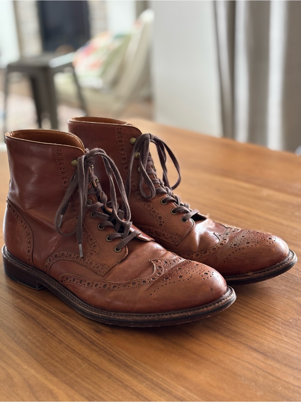 Men's J Crew Ludlow Brown Leather Wingtip Lace-Up Boots 11.5